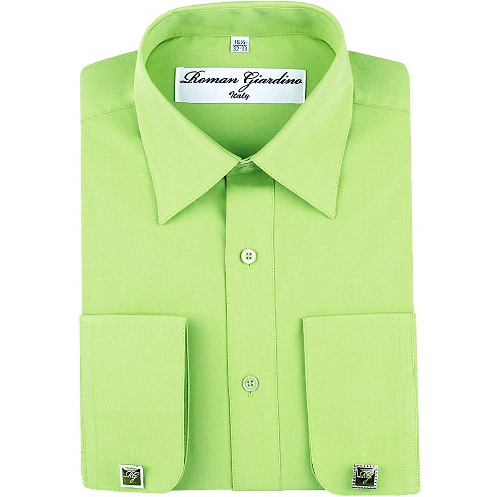 Men's Dress Shirts Convertible Long Sleeve Botton Down Collar - Honeydew